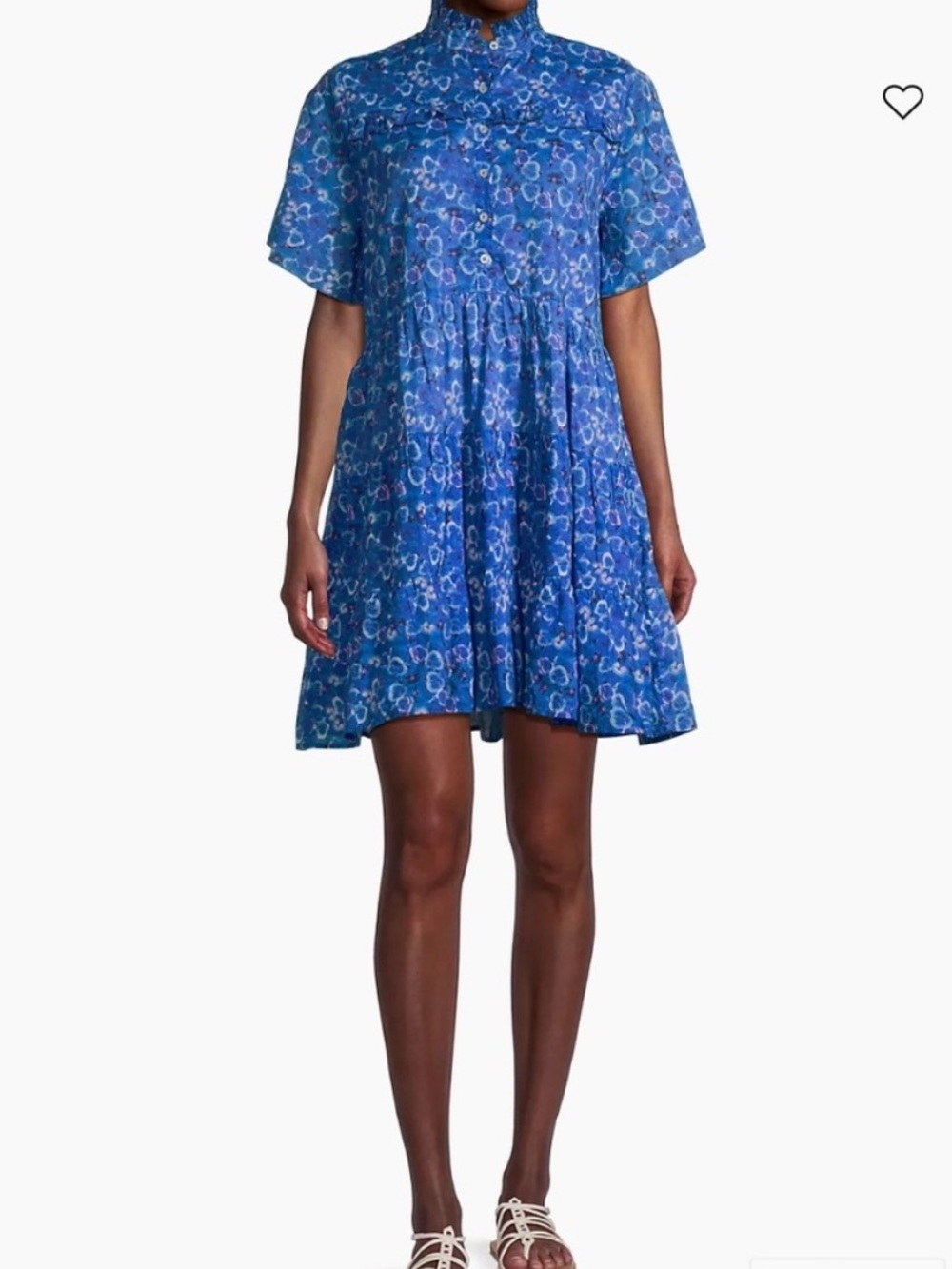 Ro's Garden Vibeka Short-Sleeve Mini Dress In Blue Komaki Floral New Size Medium